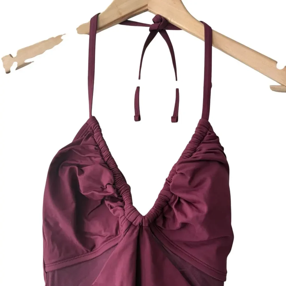 Bleu Rod Beattie Don’t Mesh With Me Pomegranate Halter One Piece Swimsuit Size 8